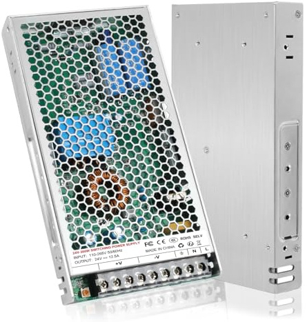 trasformatore 220v 24v 300W, Alimentatore 24V 12.5A 300W, Trasformatore a Bassa Tensione, Convertitore di Potenza Industriale, Da 110V/220V AC a DC 24 Volt 12.5 Amp LED Driver, per luci led, fai da te