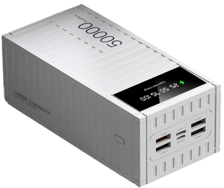KhUkhu Power Bank per Telefono - capacità 50000 mAh Caricabatterie A Ricarica Rapida da 66 W, Caricabatterie Portatile Sottile USB C | Caricabatterie Portatile per Telefono Banca,Bianca
