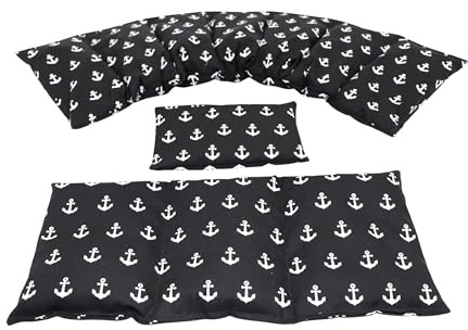 Körnerkissen 3 er Set Langes 67 x 18 cm 7 Kammer + 3 Kammer + kleines Kirschkernkissen Wärmekissen XXL Schulterkissen Nackenkissen Mikrowelle + Backofen (Schwarz, Kirschkerne)