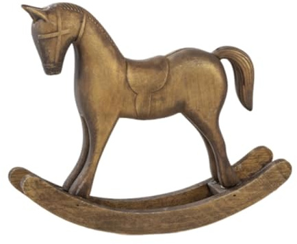 Schaukelpferd Statue Holz Skulptur Dekorative Figur Ornament für Desktop Tisch Mittelstück, Bronze