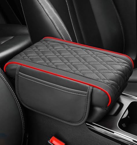 JDUYHS Coussin D'accoudoir Voiture pour VW ID. Buzz Cargo/Passat GTE/Beetle Dune/Passat Alltrack, Coussin Accoudoir Voiture avec 2 Poches de Rangement, Antidérapant Cuir Console Centrale Protéger Pad