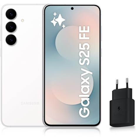Samsung Galaxy S25 FE, Smartphone Android 5G avec Galaxy AI, 128 Go, Chargeur secteur rapide 25W inclus, Smartphone déverrouillé, Blanc, Version FR