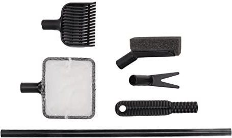 Segrehy 4-in-1 Aquarium Reinigungsset mit Langer Griff, Aquarium-Schaber, Schwamm, Kies, Rechen, Wasser, Gras, Clip, Fischernetz-Set, 40,6 cm Verlängerungsstange,für Süßwasser- & Meerwasseraquarien