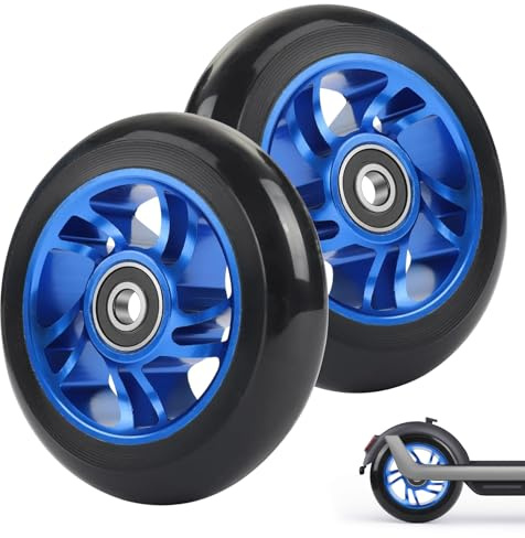 100mm Stunt Scooter Rollen, mit ABEC-9 Kugellager,Härtegrad 88A,2 Stück | Scooter Reifen Ersatzräder, Aluminiumlegierung Felgen mit Anti-Blockier, Ride Roller Zubehör für Allerlei Kickscooter