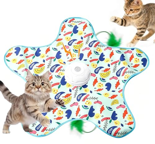STFALI Katzenspielzeug Selbstbeschäftigung, Interaktives Katzenspielzeug, Berührungsaktiviert, USB-C Aufladbar (1200mAh), 2 Katzenstange für Interaktiven Spielspaß