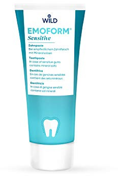 Emoform Dentifricio sensibile, in caso di gengive sensibili, contiene sali minerali, con fluoro, previene la carie dei denti