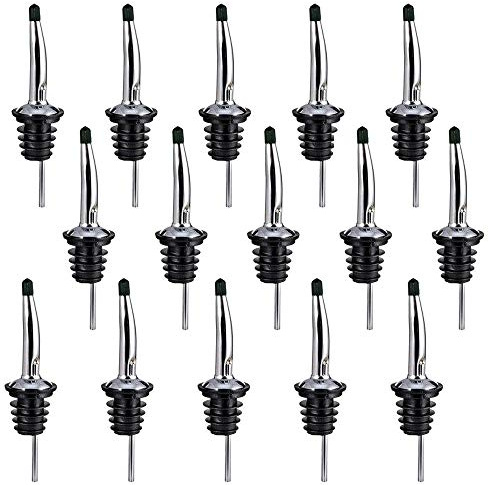 Swpeet 15 pcs en acier inoxydable liqueur Bouteille Speed verseurs conique avec bec en caoutchouc anti-poussière et idéal pour les bars, les clubs, les restaurants, les bars, cafés et Diners