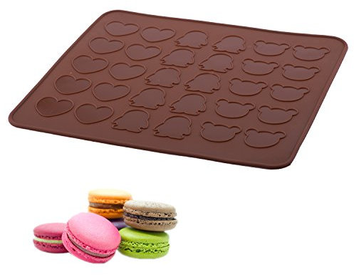 beicemania® Silicone Baking Mat Macaron Mat baking Sheet macaroons cookies and biscuits Multi with heart bear penguin brown 30 Capacity