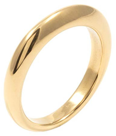 Happiness Boutique Damen Klassischer Bandring Goldfarbe | Abgerundeter Ring Edelstahlschmuck Vergoldet