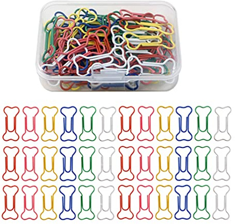 TOYANDONA 60 Stück Knochen Geformt Papier Clips mit Klaren Box Lustige Büroklammern Lesezeichen Planer Clips Büro Schule Liefert