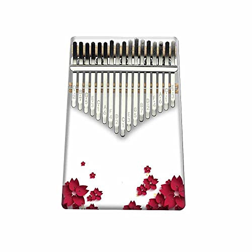 Hearda Kalimba 17 Schlüssel Daumen Klavier, Kalimba Instrument für Anfänger Kinder mit Stimmhammer, Studienführer, Daumenklavier Fingerklavier Kalimba Musik Geschenk (Rote Kirschblüten)