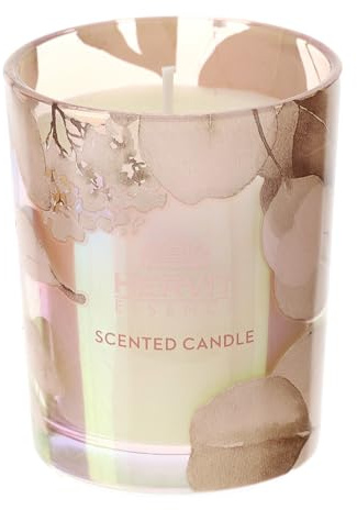 Hervit - Candela Profumata Rosa Aroma Oud in Bicchiere di Vetro, Vari Colori e con Scatola Regalo - Candelina, Candela Aromaterapia, Segnaposto, Regalo, Bomboniera - 7cm 70gr