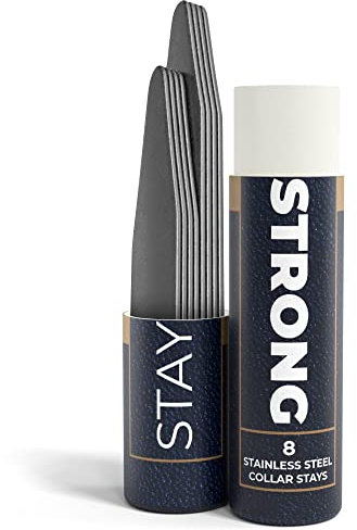 8 Metall-Kragenstäbchen für Herrenhemden – Hemdkrageneinsätze in 2 Größen – Metall-Kragenstäbchen für Herren in Schlauch, Blau, 5 cm/6.25 cm &