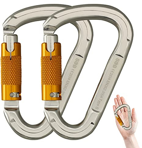 Carabiner Caribeener Clips Heavy Duty Large Alloy Steel D Ring Shape Locking Carabiner for Hammock,Keychain,Outdoor,Camping,Hiking,Dog Leash Harness