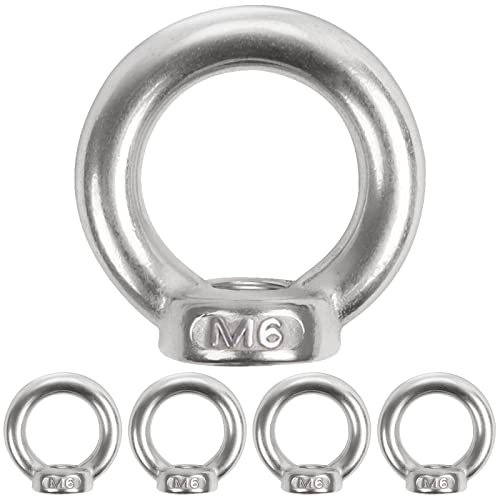 5 Stück Ringmutter M6, Leryati 304 Edelstahl Gewinde Ösenmutter, Ringösen Augenmuttern Ringmuttern, Ringschrauben for Befestigen Sie hängende Ornamente, Blumentöpfe, Schaukelständer usw.