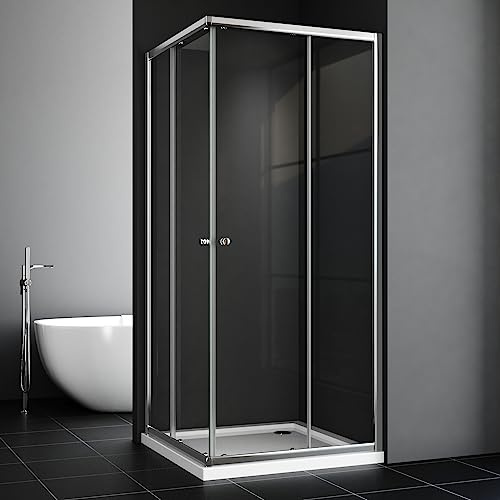 Duschkabine 75x80cm Eckeinstieg Duschkabine Schiebetür Duschabtrennung Doppel Schiebetür Echtglas Duschtür Höhe 185cm