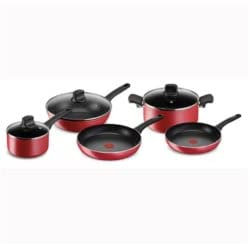 Lagostina Cucina Mediterranea Set di Padelle Antiaderenti in Alluminio,8 Pezzi, Batteria Pentole Induzione, Gas e Forno, Indicatore Cottura Thermo-Signal, Manici Ergonomici in Bakelite