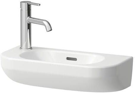 LAUFEN Lua Handwaschbecken, 1 Hahnloch links, Becken rechts, mit Überlauf, 500x230mm, H8150820001051, Farbe: Weiß