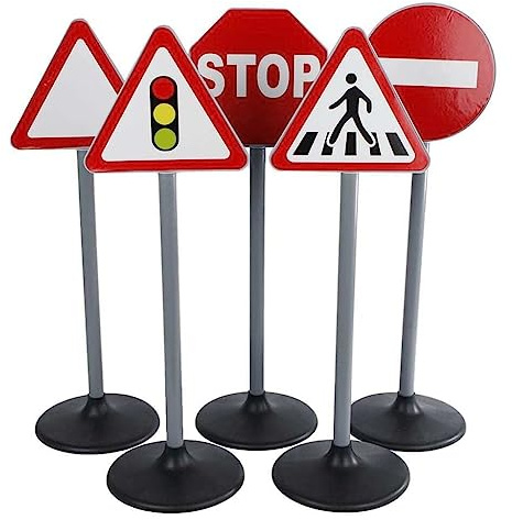 Talking Turtle Road Safety Traffic Signs, Light Signal, & Parking Barrier Sets for Toddler Preschool Kids - Fun Educational Perfect Pretend Play and Learning (Road signs) (TT-TRA-SIGNS-5)