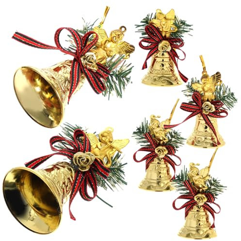 Beatifufu Christbaumschmuck 6er-Pack Goldfarbene Weihnachtsglocken Aus Kunststoff Hängende Dekoration Weihnachtsbaum- Für Zuhause