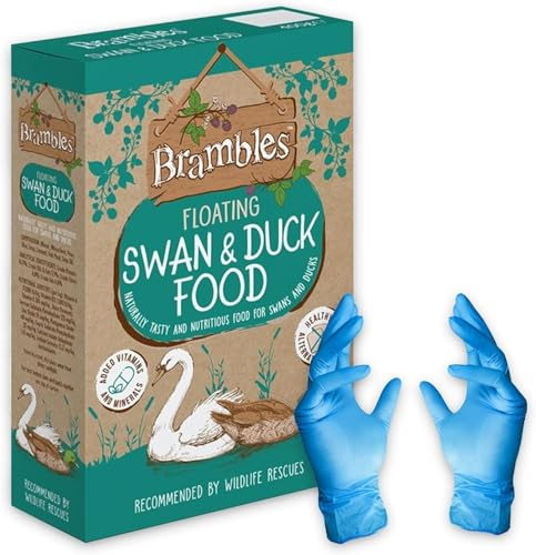 Brambles Floating Swan, Duck & Geese Food Complimentary Feed with Nutrients, Vitamins & Minerals with KasaBona Gloves (400g (Pack of 1)