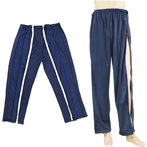 Reißverschluss Patienten Hose Winter Plus Samt Kleidung für Behinderte/Bettlägerige Patienten/Patienten mit Chirurgischen Eingriffen,Einfach Zu Tragen Und Auszuziehen (Navy Blue XXL)