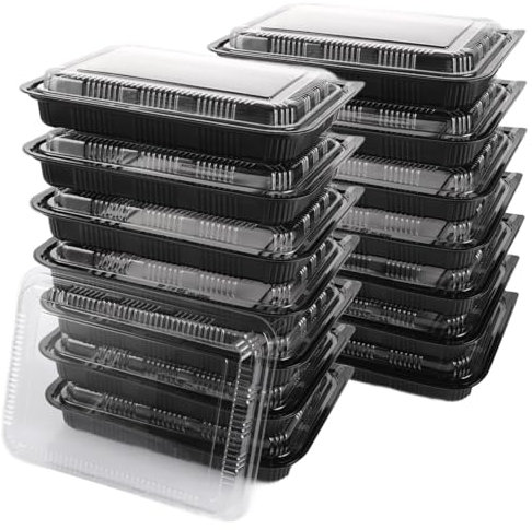 AKOLAFE 25 Stück 1500ML Meal Prep Boxen Mehrweg Meal Prep Container Kunststoff Servierplatte mit Deckel BPA-Frei Essensbox Lufdicht Lunchbox Mikrowellengeeignet Behälter für Lebensmittellagerung