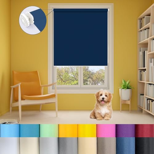 Doppelrollo Klemmfix ohne Bohren 30 x 150 cm Klemmrollo Rollo, Sonnenschutzrollo Fensterrollo Sonnenschutz & Sichtschutz, Ohne Bohren für innen Wandmontage, Blau