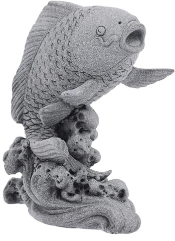 Zerodeko Statuette Poisson Réaliste en Bluestone, Décor de Jardin Extérieur