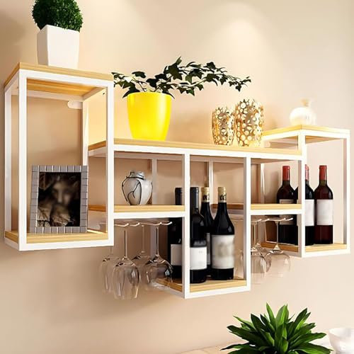 ICEMOB Industrial Botellero Vino,Botellero Pared Metal,Creatividad Vinotecas/Exhibidor De Vidrio,Profesional Almacenar Botellas,Muebles Bar para Salon,D,148CM