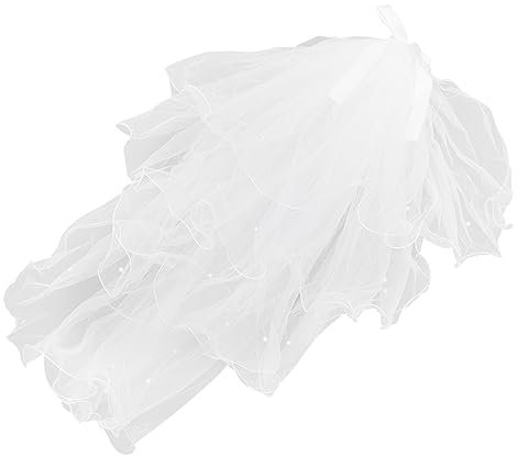 GALPADA Kurzer Brautschleier Mit Perlen Haarkamm Und Schleifen- Für Hochzeiten Und Junggesellenabschiede Elegantes Haarschmuck-accessoire Für Bräute