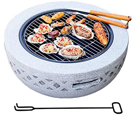 XZHOOQP Braciere Braciere, 60 cm con ripiano per griglia con Bordo in Pietra Artificiale MgO Ottimo Regalo