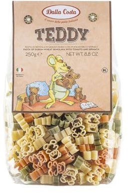 Dalla Costa Teddy Pasta Biologica Tricolore Al Pomodoro E Spinaci con Vitamina B1 Confezione Risparmio 8x200gr
