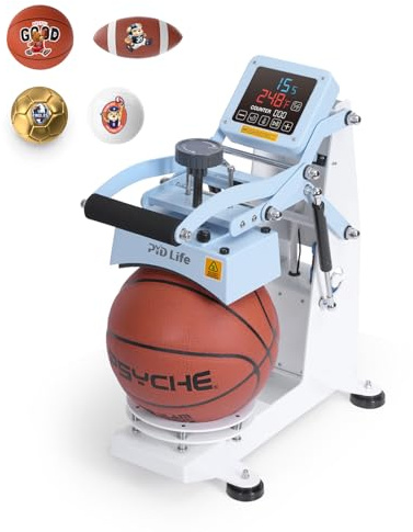 PYD Life Ball Heat Press Machine for Basketball Rugby Football Volleyball | for Custom DTF HTV Sublimation Printing, for Custom Photos Designs DIY Sports Gifts