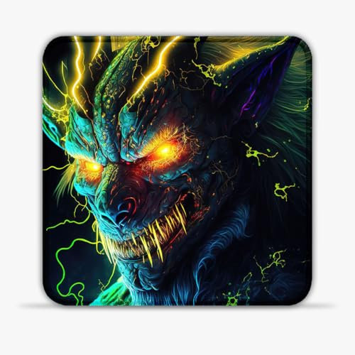 CHTXD Tappetino per mouse portatile Lightning Demon (30 x 30) cm, base in gomma antiscivolo resistente al calore, strutturato, resistente all'usura, compatibile con mouse laser e ottici