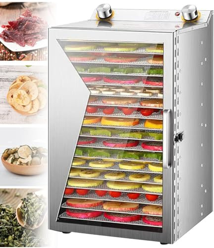 Oiyekntd Déshydrateur Alimentaire, séchoir Alimentaire numérique en Acier Inoxydable à 12/18 Plateaux pour la Maison et Le Commerce, minuterie de 1 à 12 Heures et contrôle de la température,18Layer