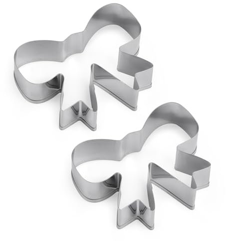 2 Pz Tagliabiscotti a Fiocco, Acciaio Inossidabile Tagliabiscotti a Forma di Fiocco Carino Stampo per Biscotti a Fiocco