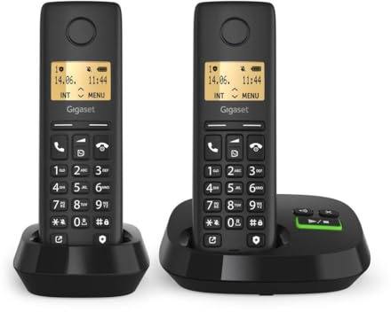 Gigaset Téléphone sans fil noir pur 100 AM Duo avec AB Int.Ware