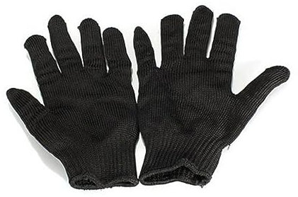 Angoily Guantes de Trabajo Protectores de Acero Inoxidable Negros, 1 Par