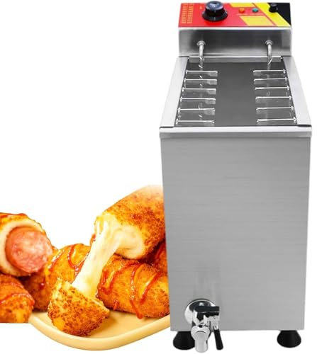 vnmudzeo Friggitrice Elettrica per Hot Dog al Formaggio, capacità 25 L, Macchina per Snack Professionale in Acciaio Inox da 3000 W, per Involtini Primavera E Pollo Fritto