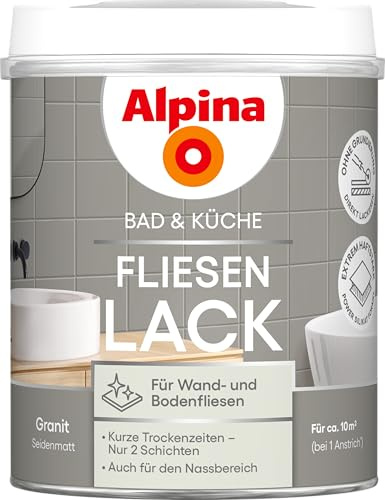 Alpina Bad & Küche Fliesen-Lack Granit – seidenmatt für Wandfliesen – 0,75 Liter