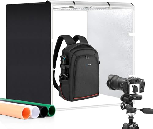 PULUZ Boîte à lumière Pliable de 80 cm avec Anneau de LED, Portable Pliable 80x80 cm Studio Box avec 4 arrière-Plans kit pour l'artisanat, Les Bijoux, Les Petits Produits, Le tir Softbox