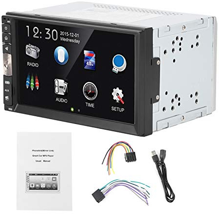 Torvex Reproductor MP5 para Coche, Reproductor Multimedia 2Din Compatible con Sistemas de Audio para Coche, Radio FM HD de 7 Pulgadas Pantalla táctil Digital Tarjeta de Memoria