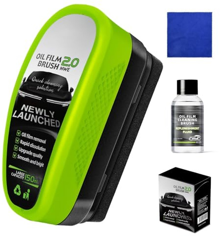 120ml Car Windshield Oil Film Cleaner with Brush, 2-in-1 Glass Cleaner Spray for Instant Shine & Long-Lasting Clarity, Safe for TV, Shower Glass & Auto Windows, Compact & Easy to Use