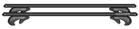 MENABO EAGLE XL Barre Portatutto da Tetto in Alluminio con Serratura, per Auto con Railing Aperti, Nero, 135 cm, Portata 90 kg, Sistema T-Slot 14 mm