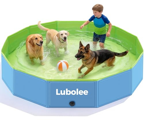 Lubolee Hundepool für Große Hunde - Faltbarer Hundebadewanne & Hundeplanschbecken mit Rutschfester Oberfläche (160x30cm) | Planschbecken & Hundepool aus verdicktem PVC (160x30cm)
