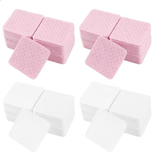 800 st luddfria våtservetter för naglar, UV-gelabsorberande borttagningspads, ren finish gel nagellack, salong nödvändig för professionell hemmabruk (vit, rosa)