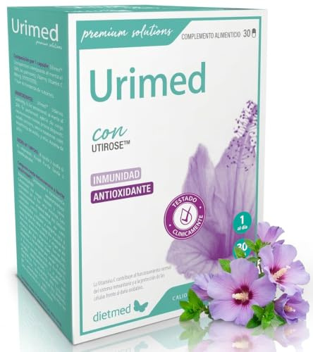 Salud Urinaria con Hibisco UTIrose™ y Vitamina C - Apoyo al Sistema Inmunitario y Protección Antioxidante - Fórmula Natural 1 al día - 30 Cápsulas - DietMed