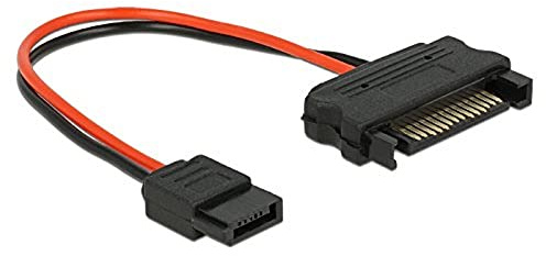 DeLOCK 0.1m, SATA 15p/Slim SATA 6p Interne 0.1m SATA SATA Noir, Rouge câble électrique - Cables électriques (SATA 15p/Slim SATA 6p, Mâle/Mâle, Noir, Rouge, 0,1 m, SATA 15-pin, SATA 15-pin, Droit)