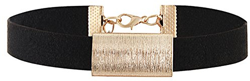 JewelryWe Schmuck Damen Choker Halskette, schwarz gotische Seil Goldrohr Velvet Spitze Choker Tattoo Punk Gothic Länge einstellbare Bogen Knoten Halsband…